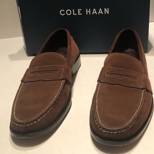 Cole Haan Brown Suede Leather Penny Loafers